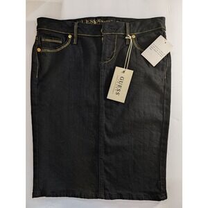 Guess Jeans Black Denim Mini Skirt NWT 24 Stretch High Waist 90s Goth Grunge Alt
